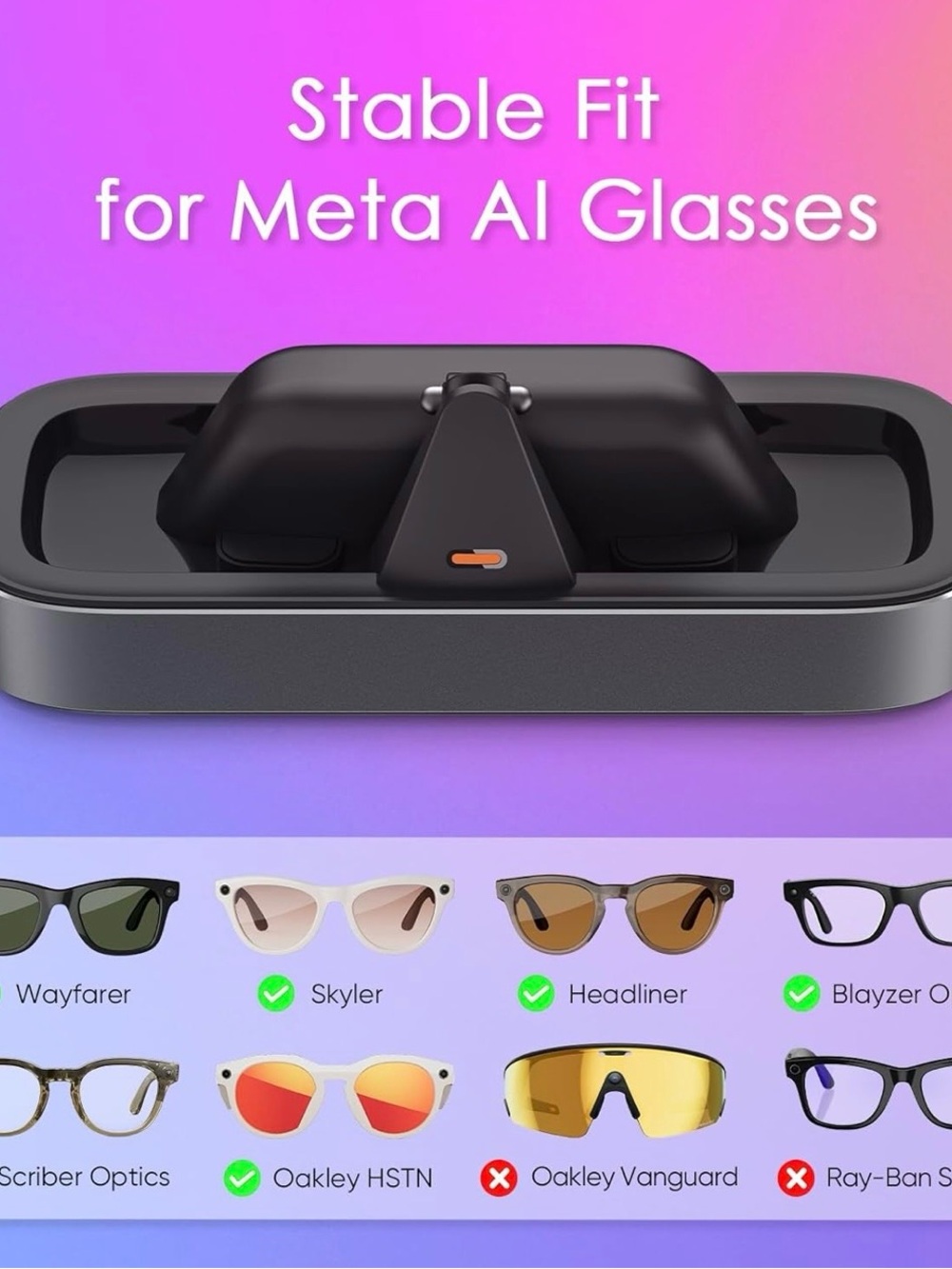 Universal Black Charging Dock Stand for Meta AI Glasses NEW IN BOX